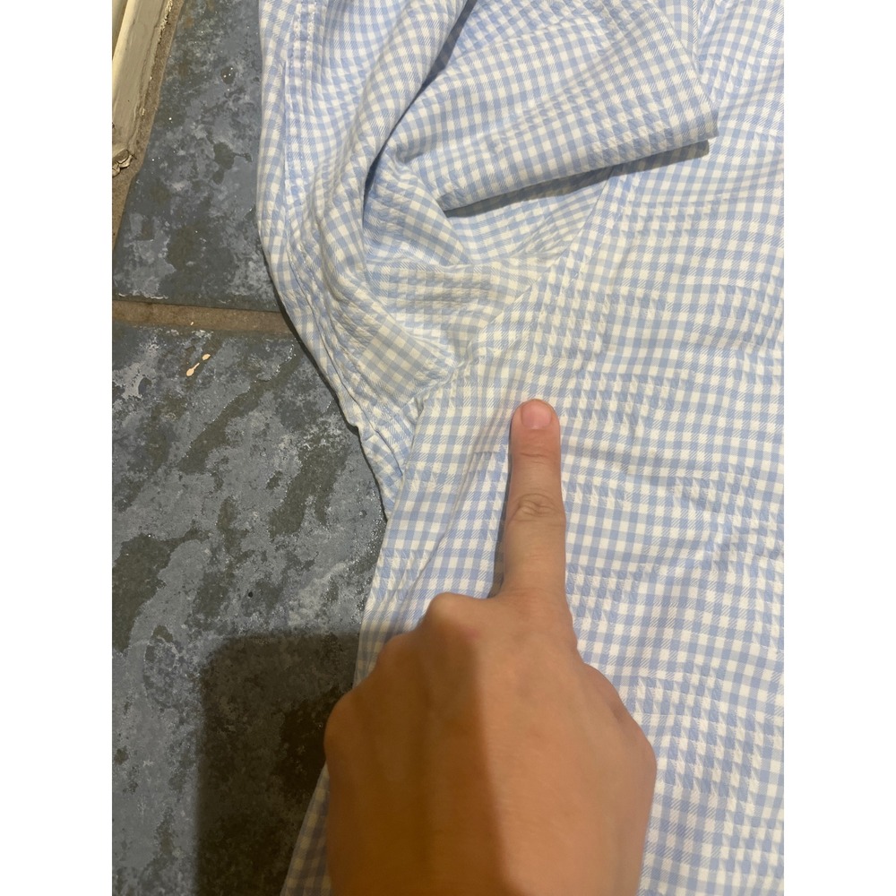 Bugatchi Shaped Fit Mens XL Long Sleeve Button Down Shirt Blue Gingham Check - Picture 5 of 10